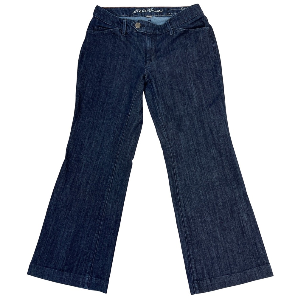 Eddie Bauer Y2K‎ Curvy Trouser Jean 6P Dark Wash Wide Leg Flare Denim Low Rise
